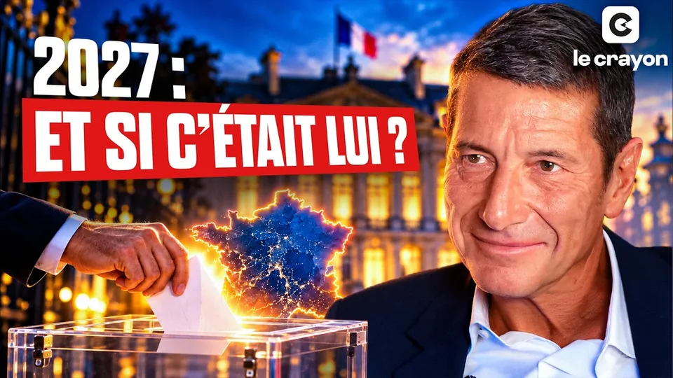 David Lisnard souriant, à côté d'une urne et du titre "2027 : et si c'était lui ?", dans la miniature de l'entretien du média Le Crayon